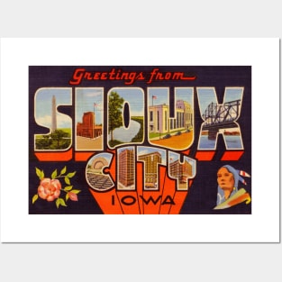 Greetings from Sioux City Iowa, Vintage Large Letter Postcard Posters and Art